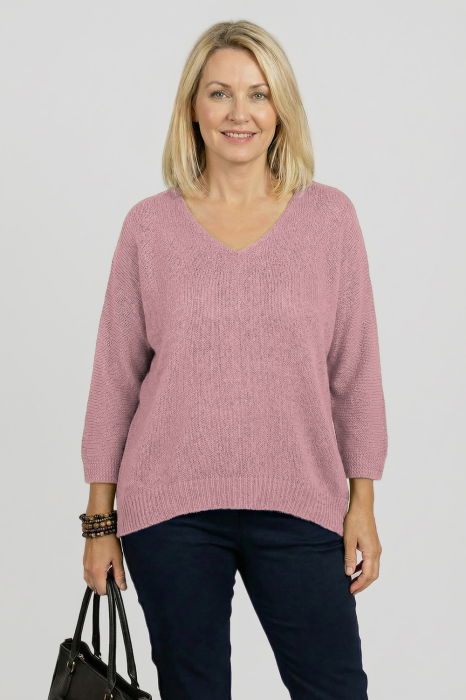 Pulover Pufos Roz Prăfuit | Shopika