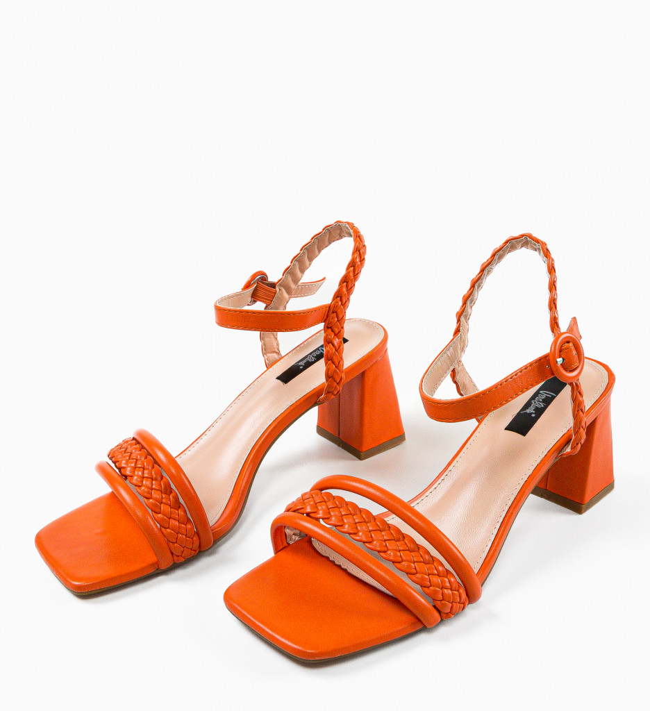 Sandale cu Toc Anna - Eleganță și Stil Portocaliu - imagine 7