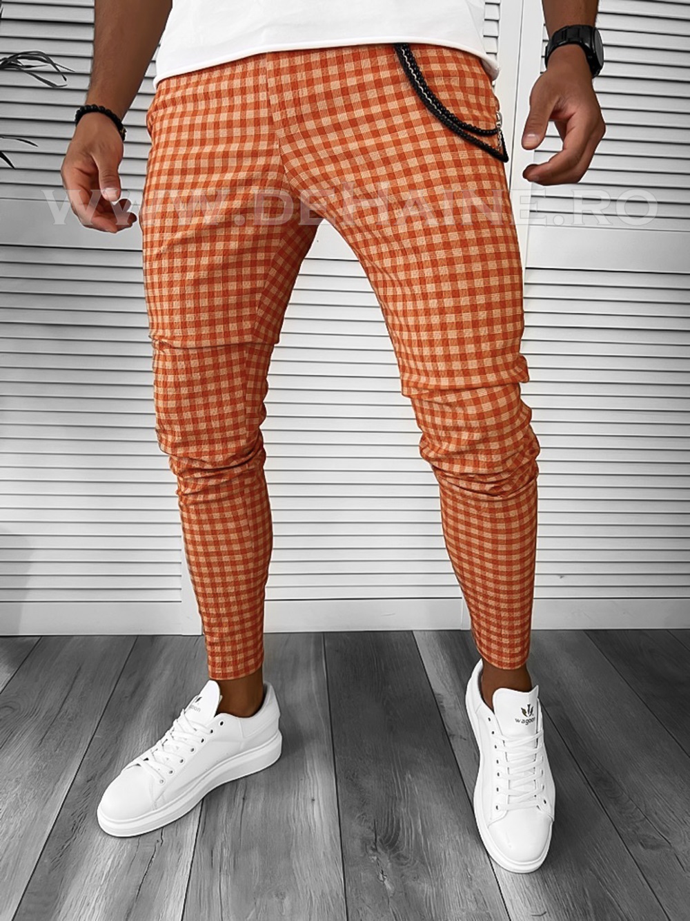 Pantaloni barbati casual carouri bumbac 100%
