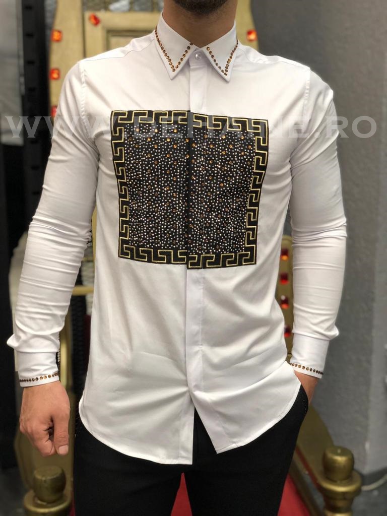 Cămăși Bărbați Albe Slim Fit Elegante
