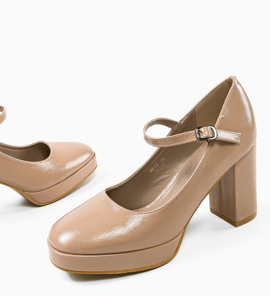 Pantofi dama Pugh Bej cu toc elegant - imagine 11