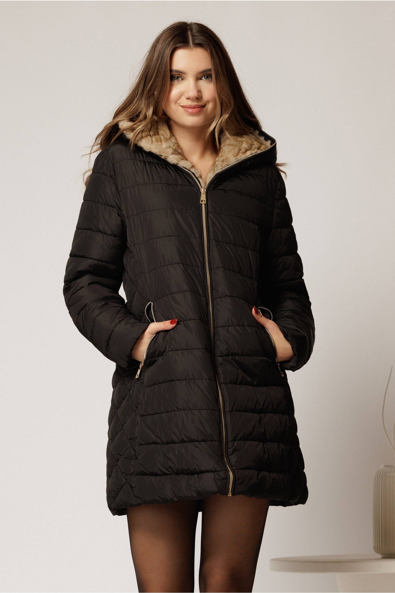 Geaca Dama Neagra cu Gluga si Blanita