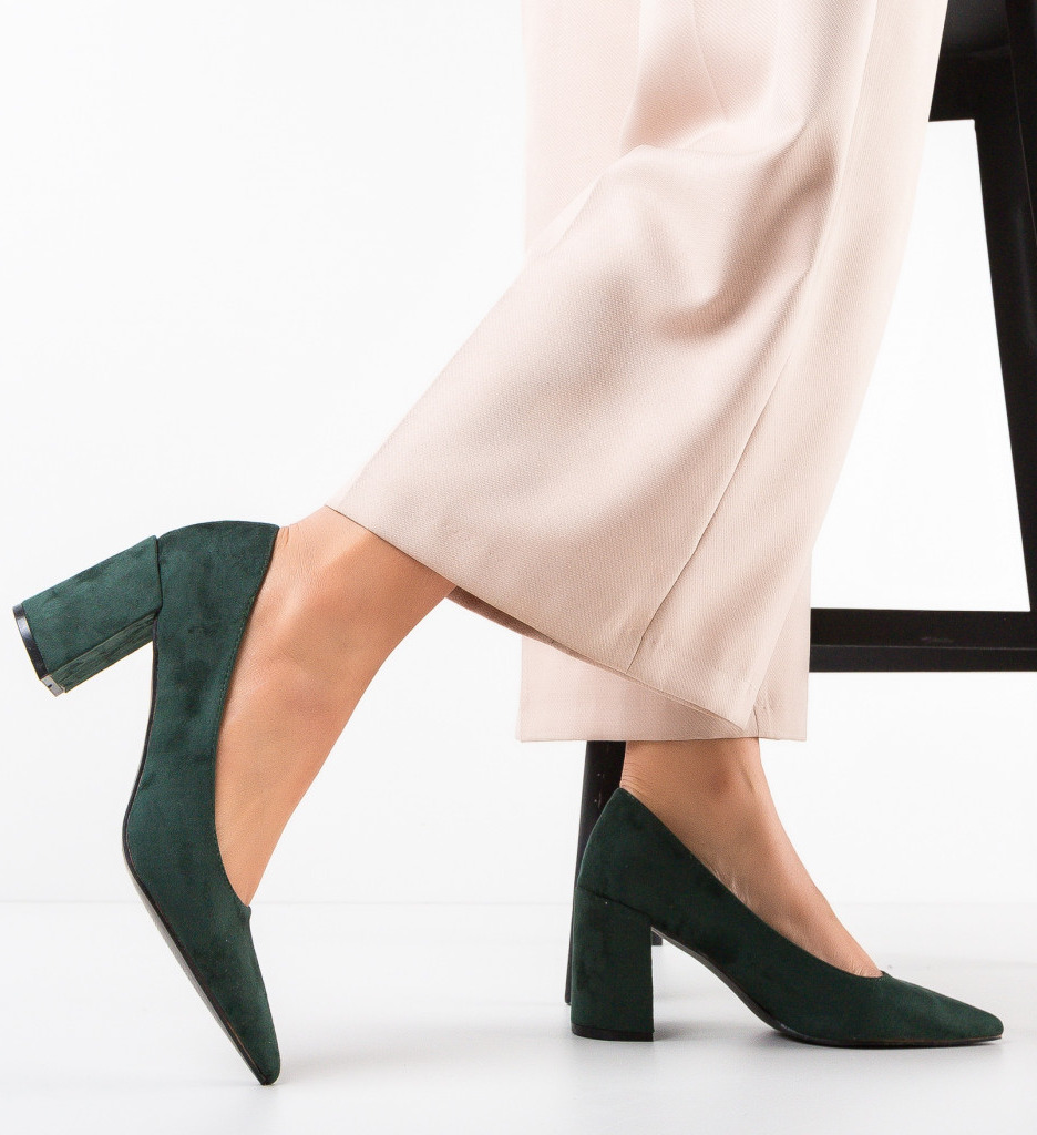 Pantofi Millington Verzi Eleganți cu Toc - imagine 2
