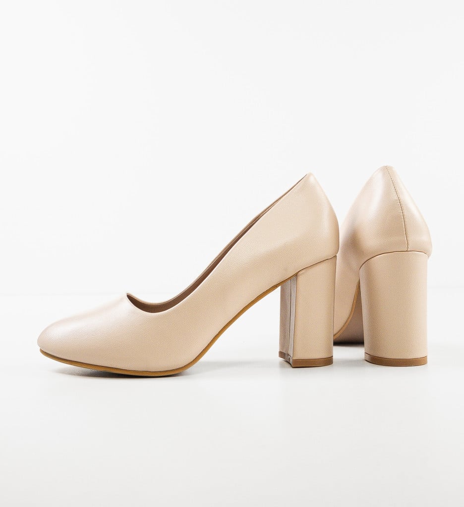Pantofi dama Lorna Bej cu toc elegant - imagine 11