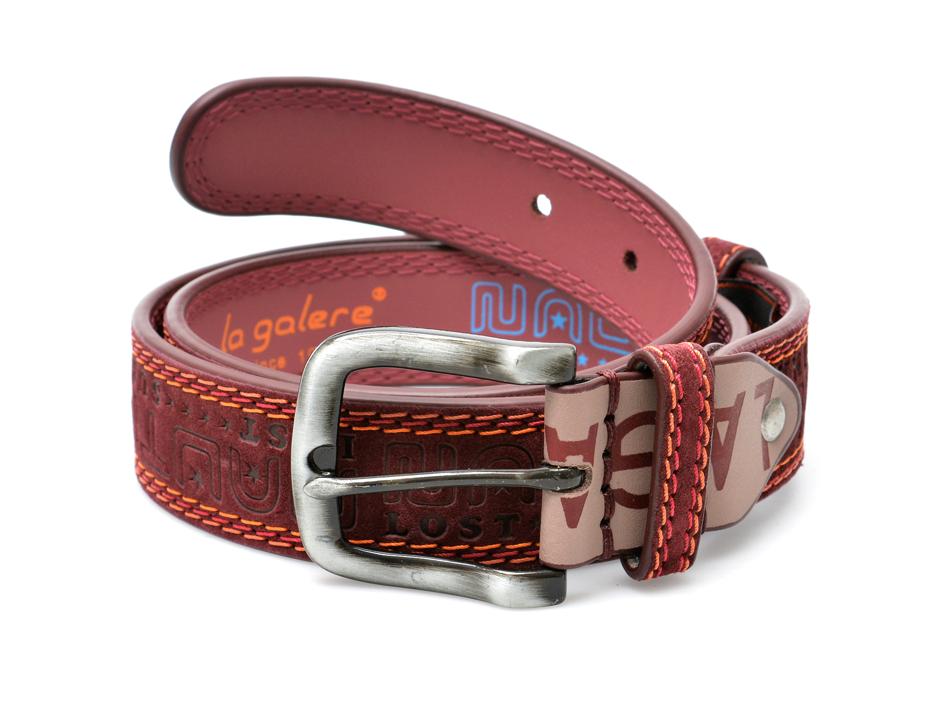 Curea La Galere Piele Intoarsa Visinie - Eleganță