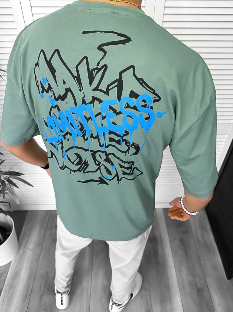 Tricou Barbati Vernil Oversize cu Imprimeu - Stil Modern