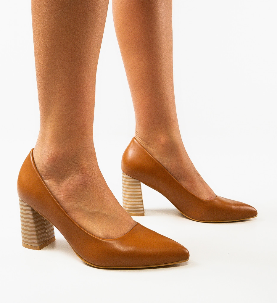 Pantofi cu Toc Camel Eleganți | Model Jaylen - imagine 2