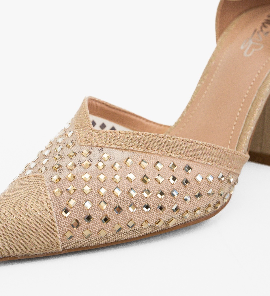 Pantofi dama Nanarys Aurii eleganți - imagine 3