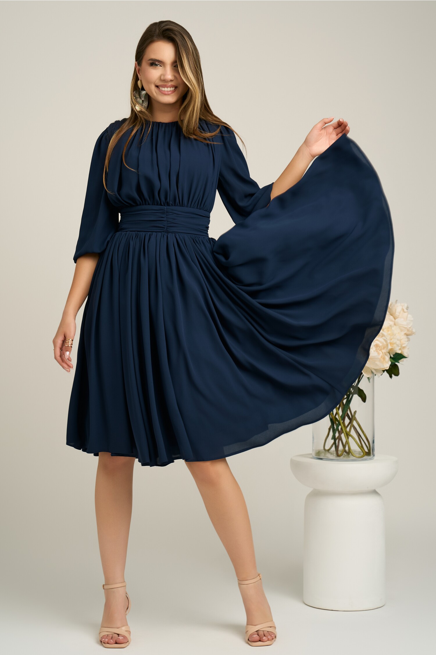 Rochie Eleganta DY Fashion Voal Bleumarin