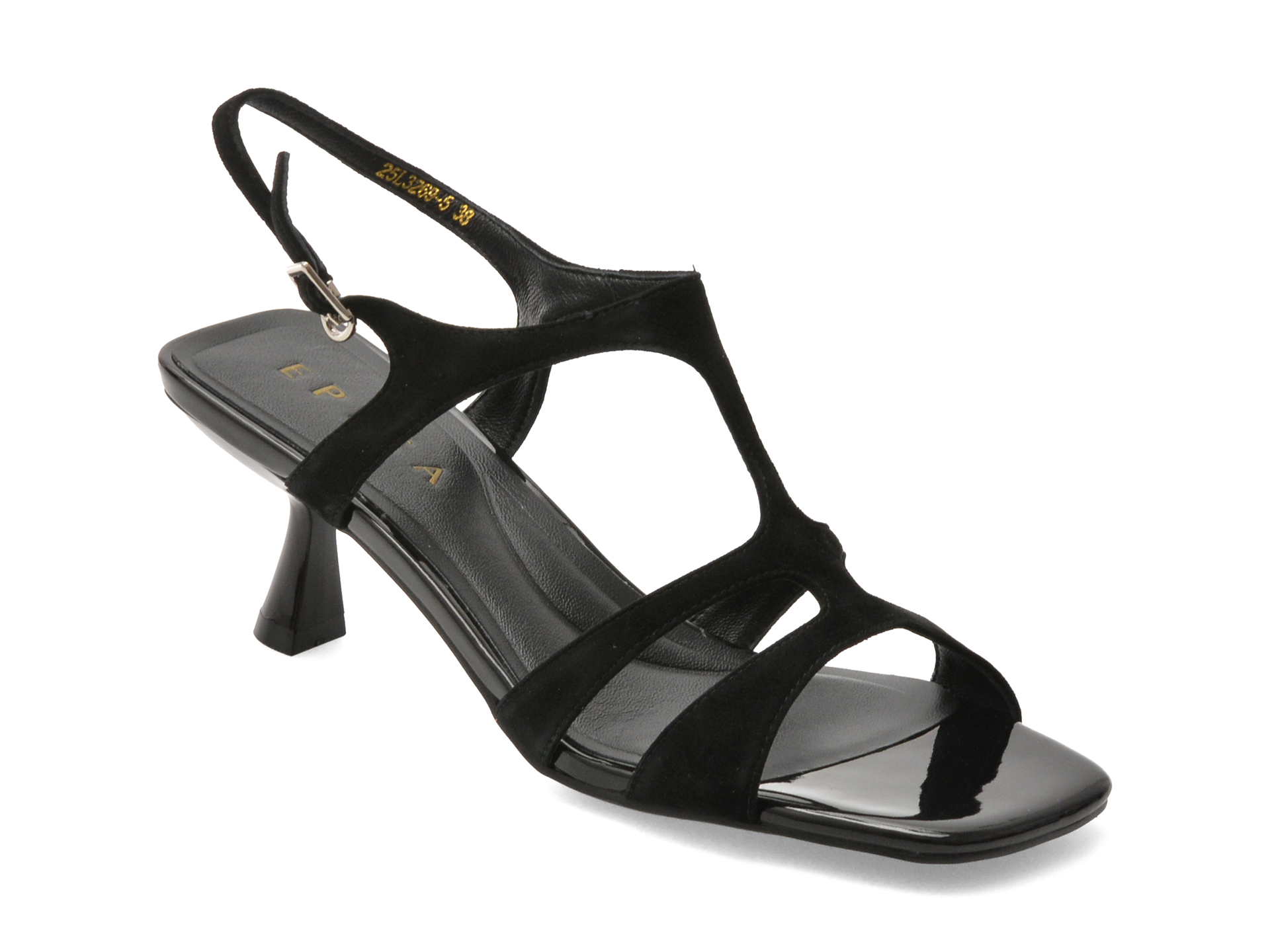 Sandale EPICA negre din piele intoarsa