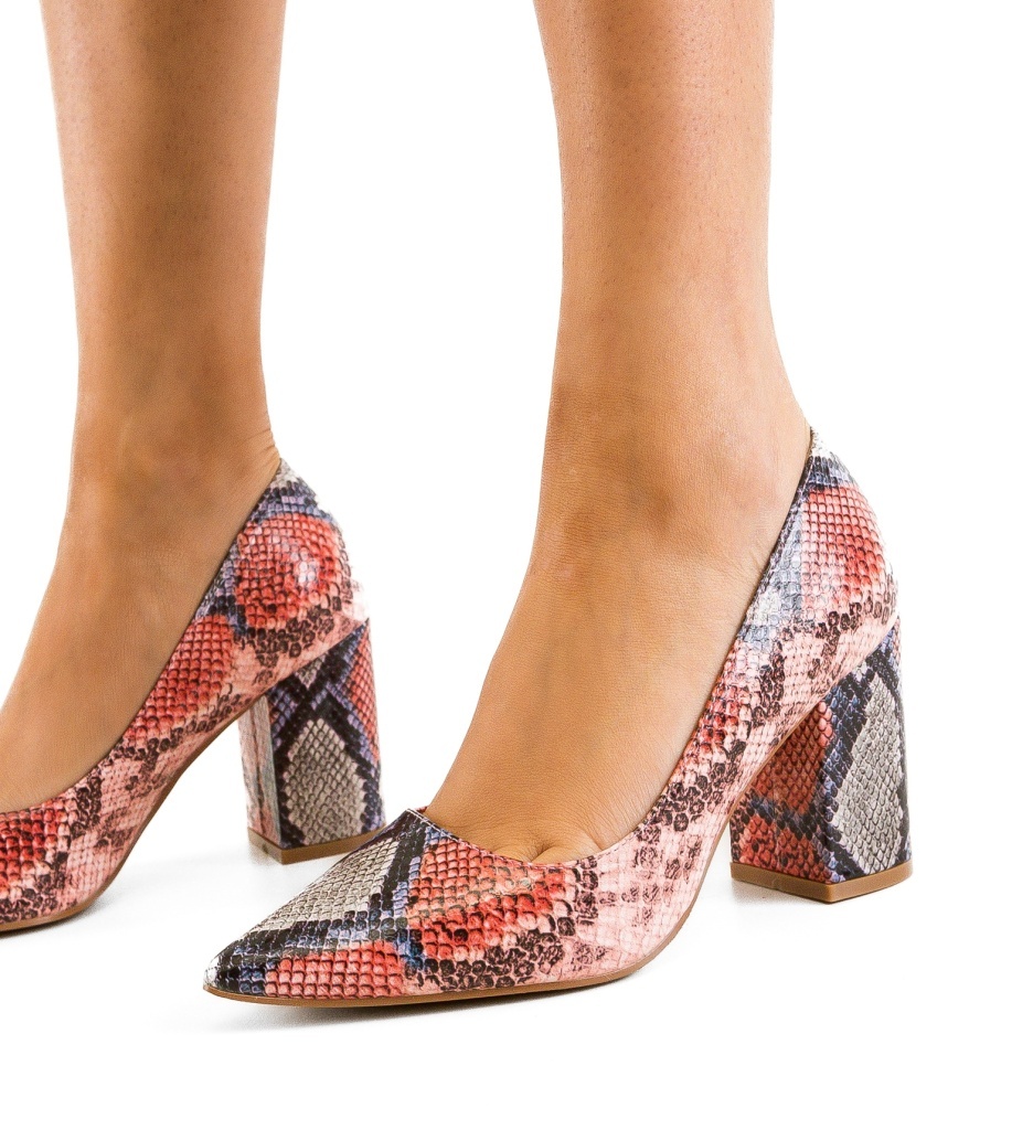 Pantofi Codill Roz Eleganți cu Toc - imagine 4