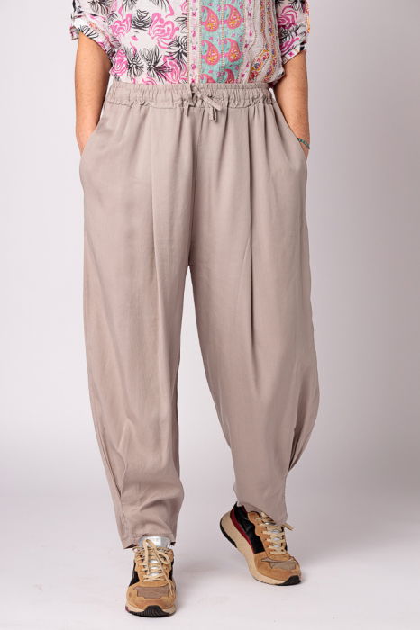 Pantaloni Tencel Rosa 99 Bej Mărime Mare
