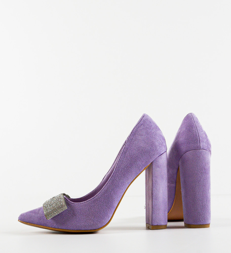 Pantofi dama Lucky Mov | Eleganți cu Toc Confort - imagine 7