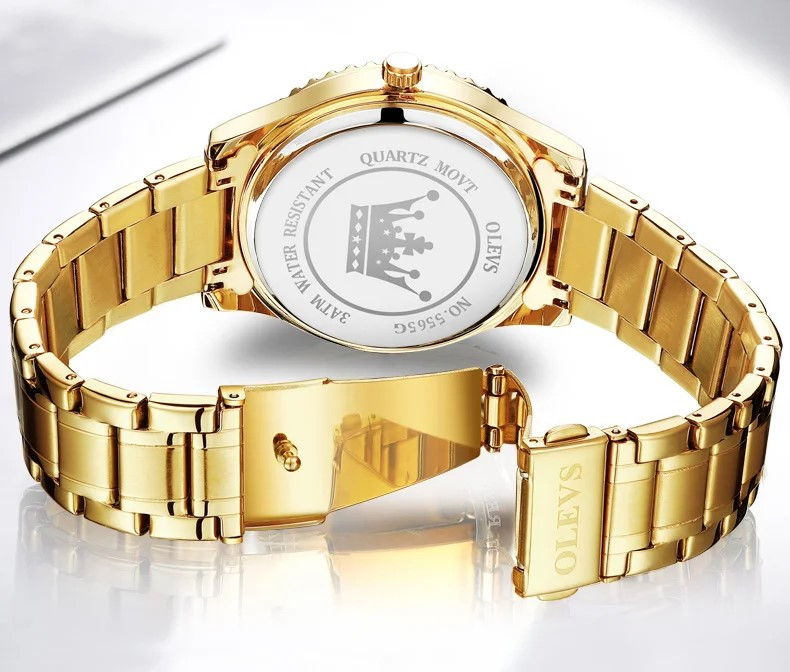 Ceas Olevs CS1711 Barbatesc Argintiu-Auriu Cadran Verde - imagine 3