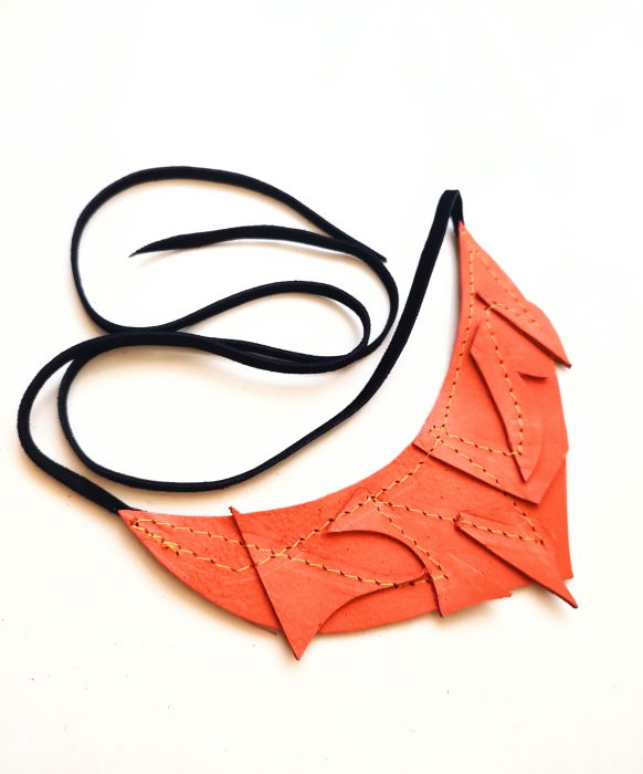 Colier Orange Statement Shopika - Piele Naturală