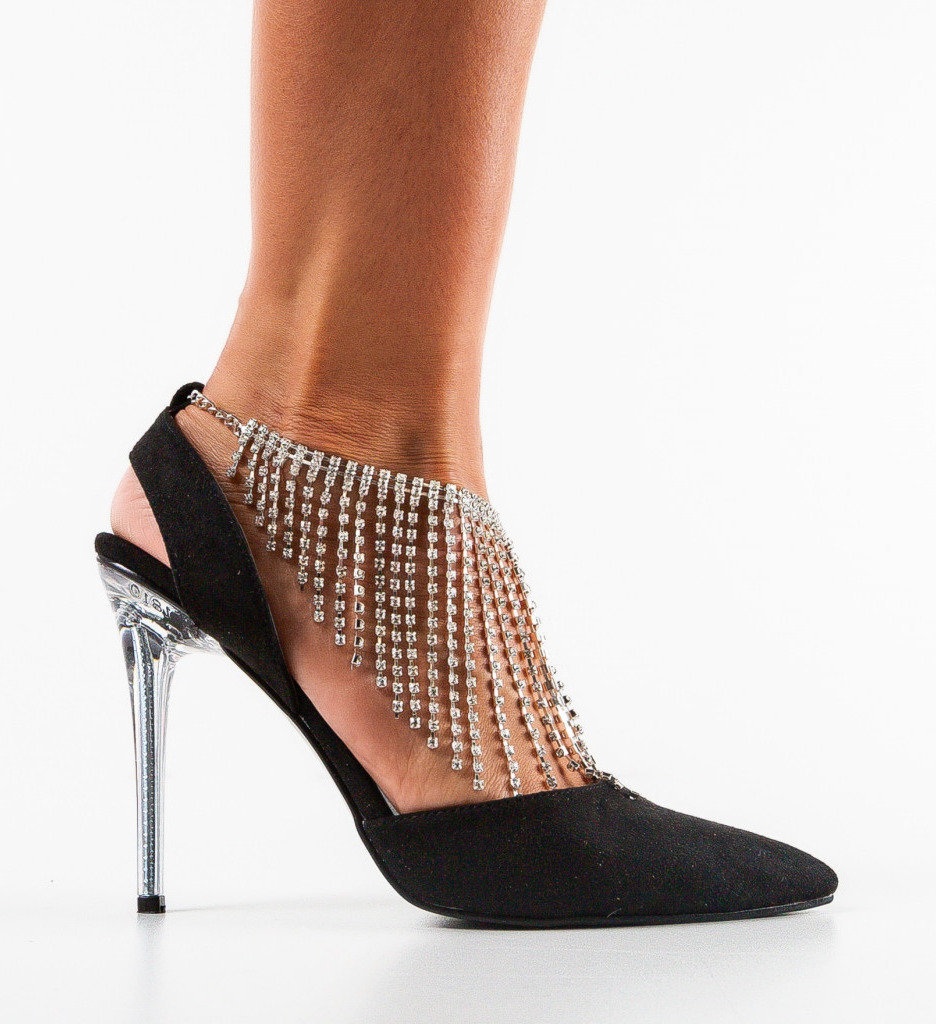 Pantofi dama Zyzyn Negri cu toc elegant - imagine 5