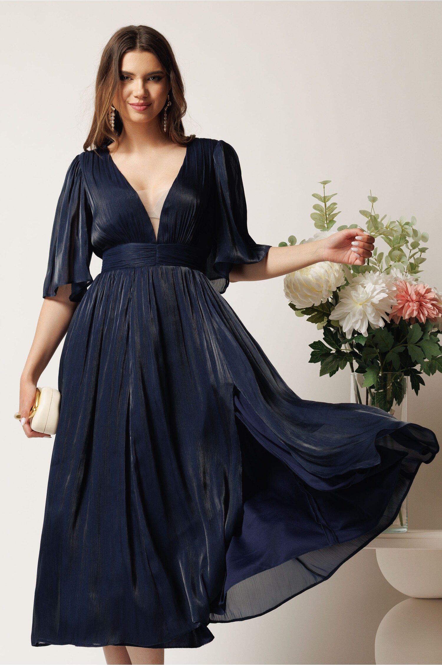 Rochie DY Fashion bleumarin eleganta midi cununie