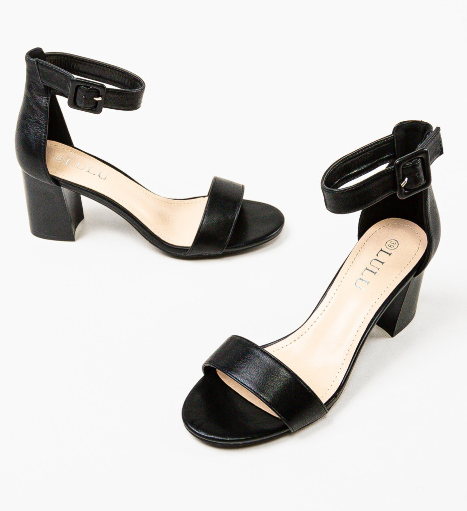 Sandale Saxon Negre cu Toc Elegante - imagine 6