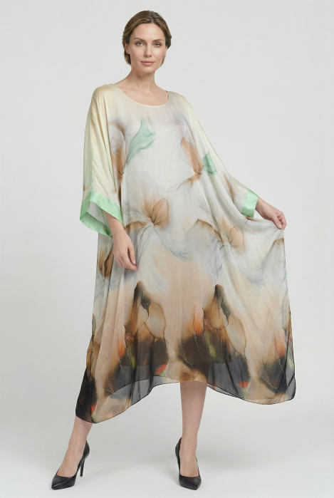 Rochie Shopika matase print abstract | Stil casual elegant