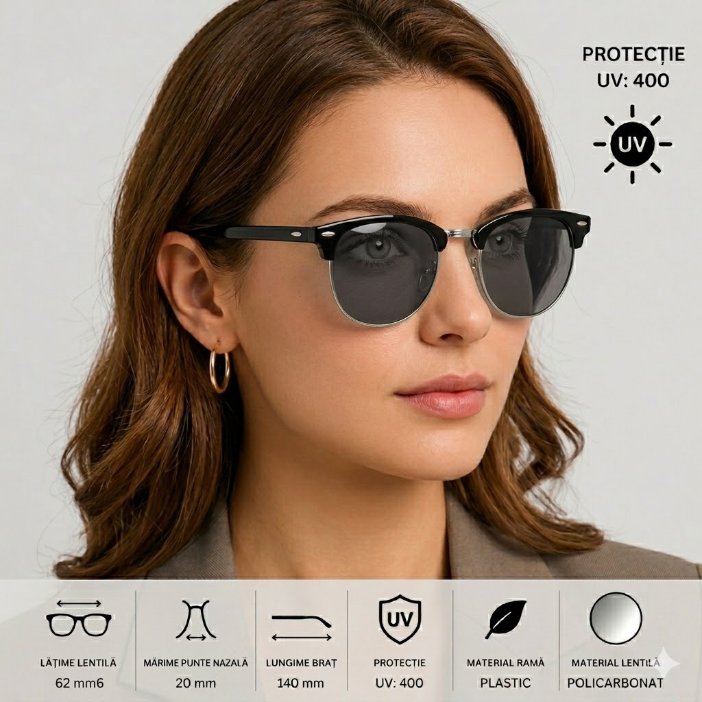 Ochelari Picadili UV400 Negru/Argintiu - imagine 2