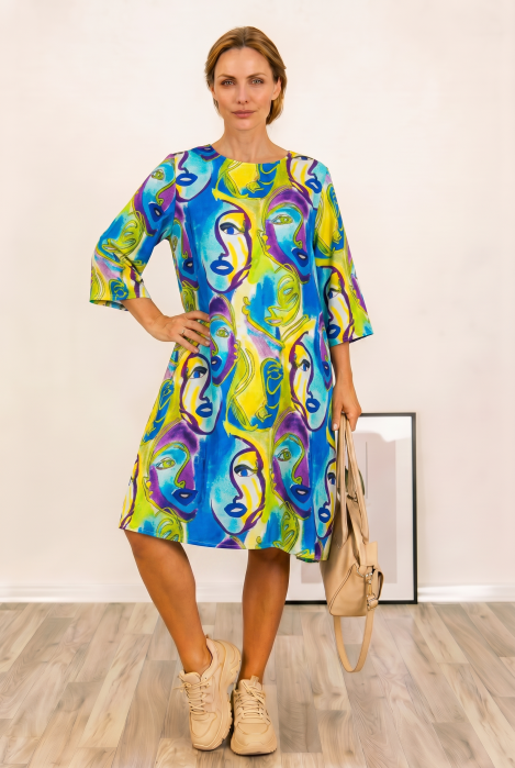 Rochie Vascoza Shopika Imprimeu Albastru - imagine 2