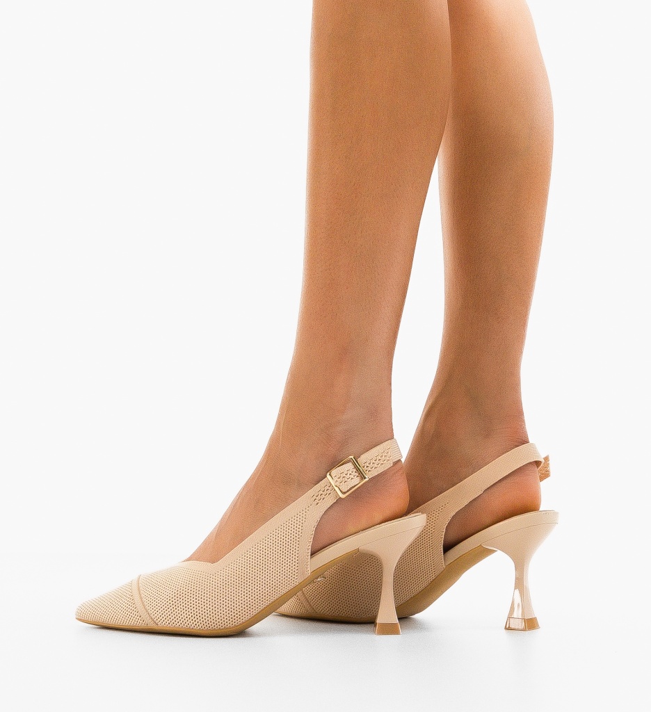 Pantofi Dama Aadam Nude cu Toc Eleganți - imagine 2