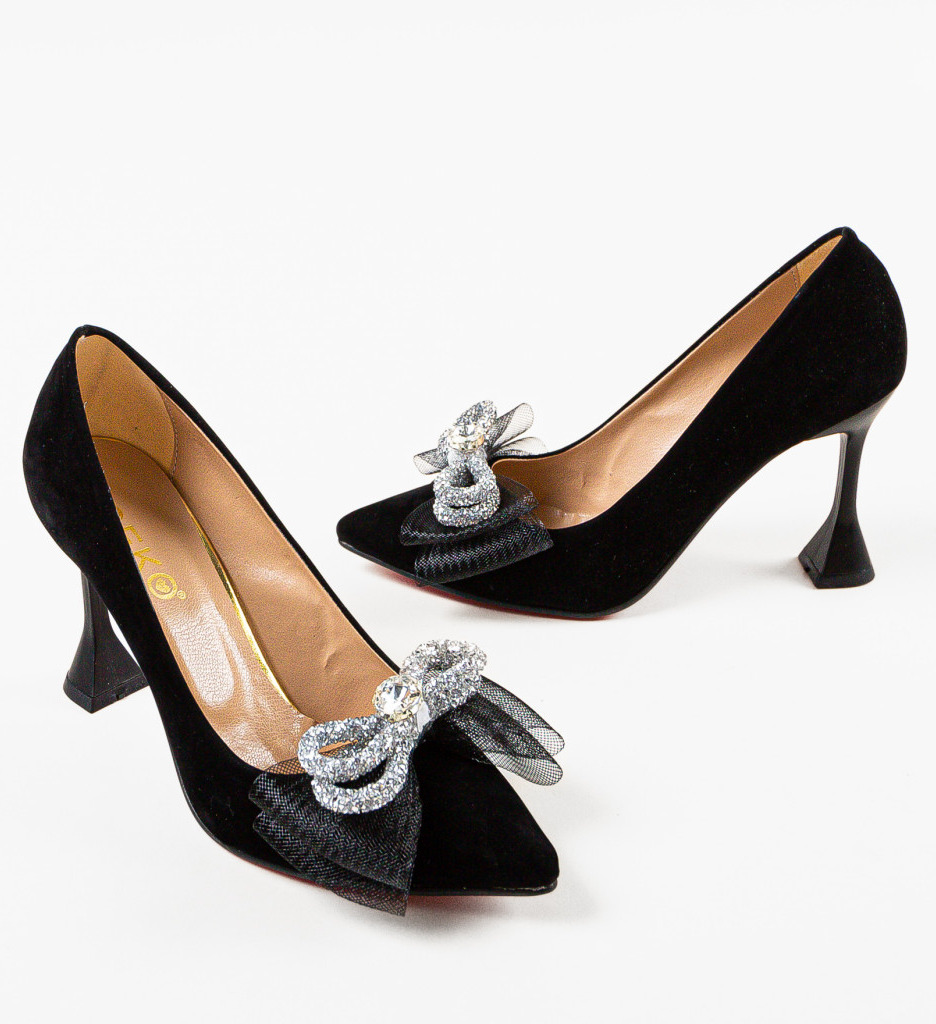 Pantofi Dydyan Negri Eleganți cu Toc - imagine 5