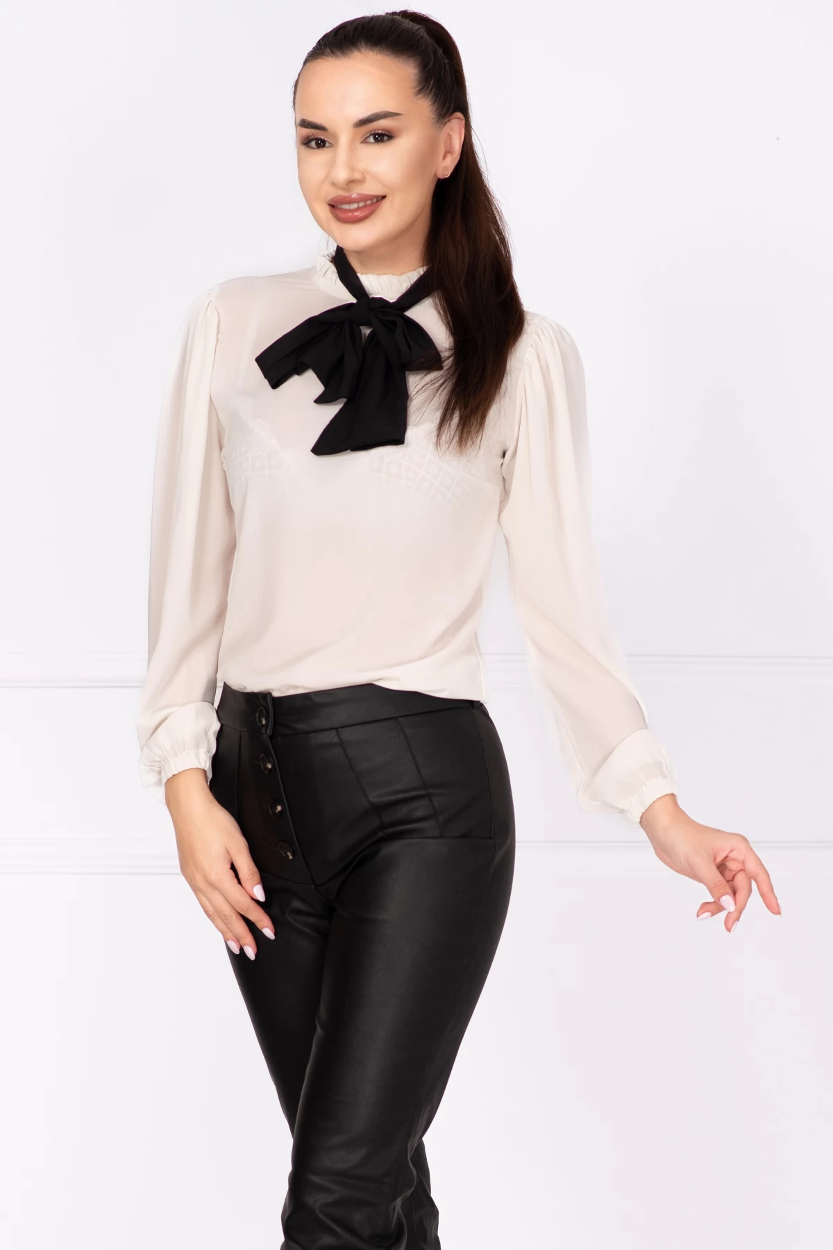 Bluza InPuff cu guler esarfă | Eleganță