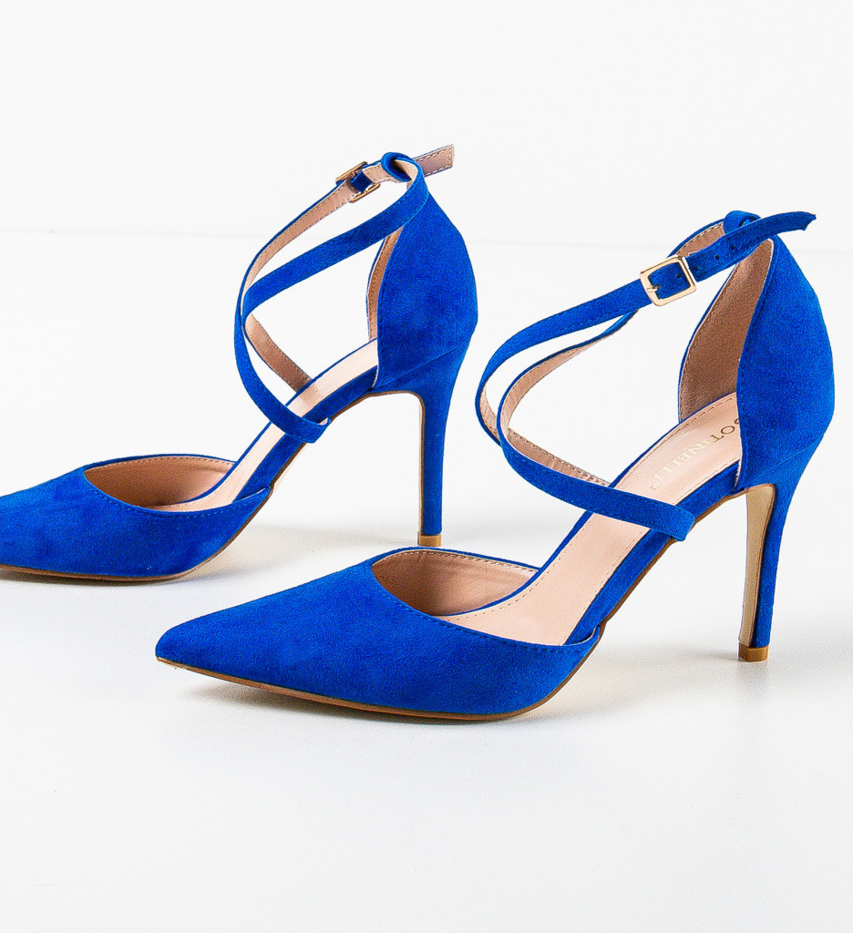 Pantofi Spatio Albastri cu Toc Elegant - imagine 6