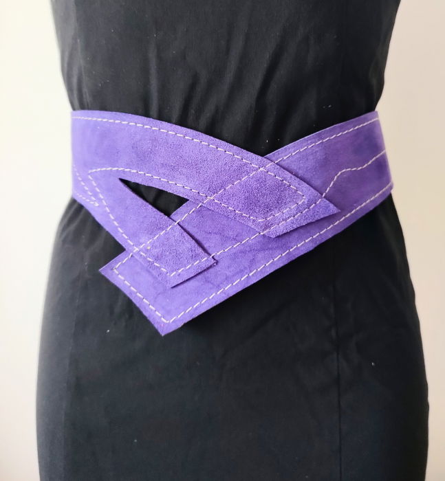 Centura Violet Shopika | Piele Naturală Asimetrică