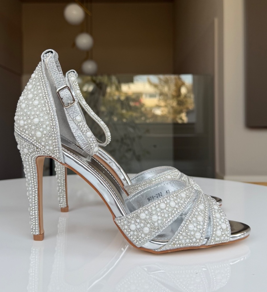 Sandale cu Toc Petyr Argintii – Eleganță și Stil - imagine 5