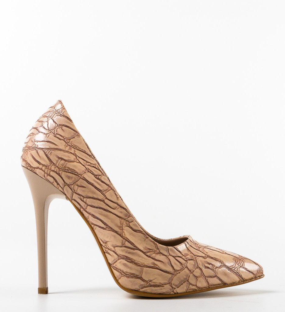 Pantofi cu Toc Kring Bej - Stil Feminin - imagine 5