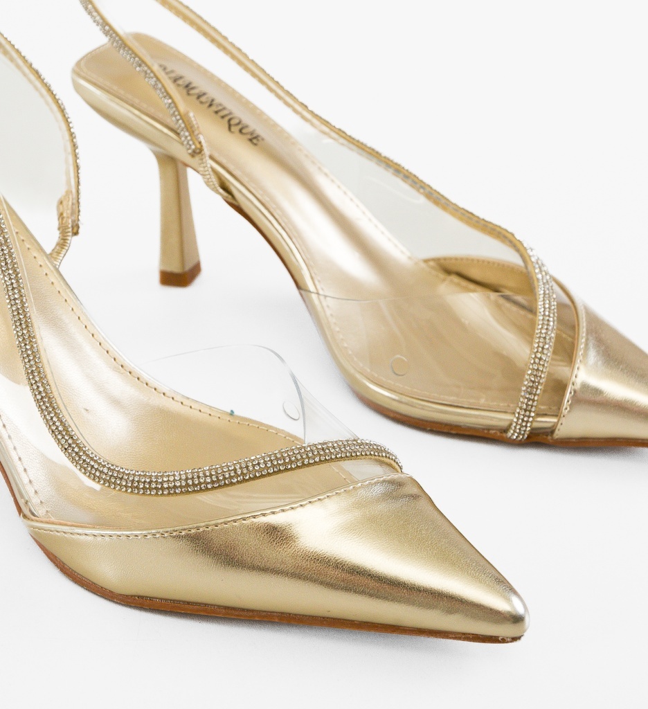 Pantofi Stiletto Mykono Aurii Eleganți - imagine 4