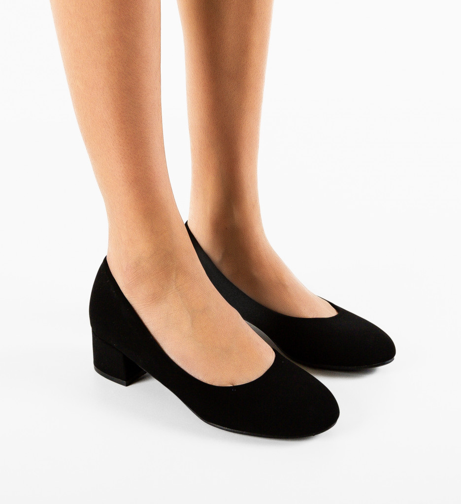 Pantofi Nora Negri Eleganți cu Toc - imagine 2