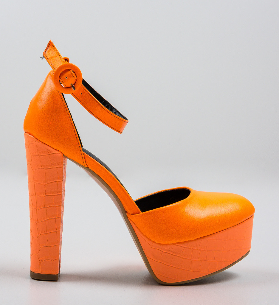 Pantofi Krista Portocalii Neon Eleganți - imagine 6