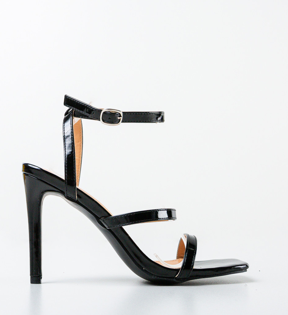 Sandale Bijoux Negre cu Toc Elegant - imagine 4