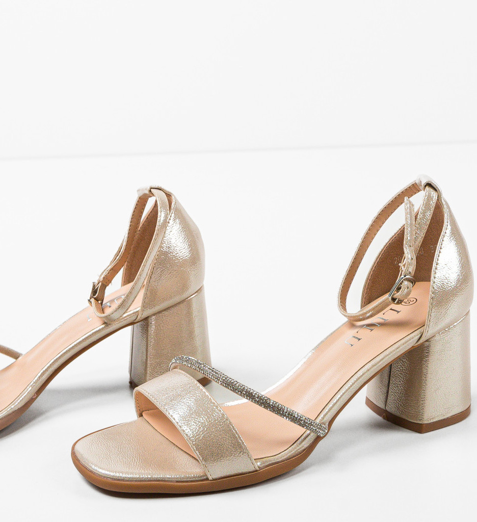 Sandale Dama Calor Aurii cu Toc Elegante - imagine 6