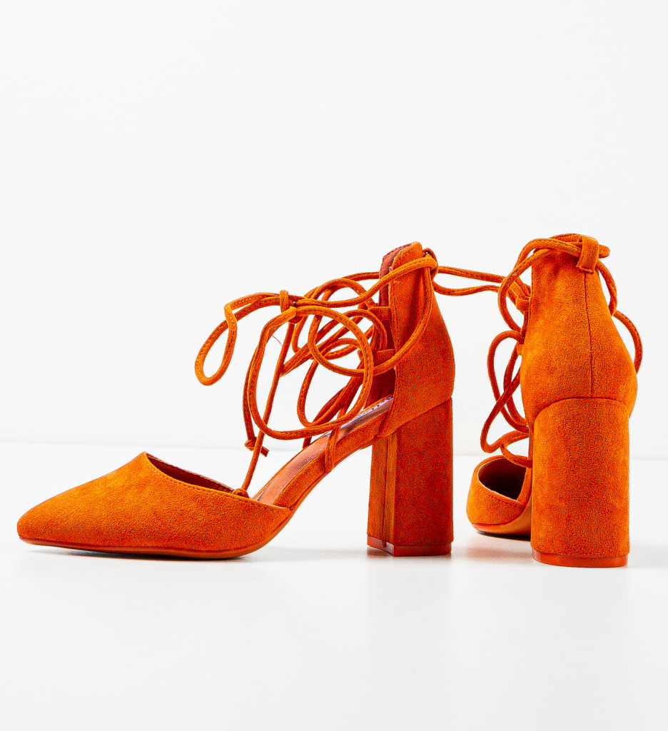 Pantofi Chelsea Dama Portocalii cu Toc - Stil Unic - imagine 6