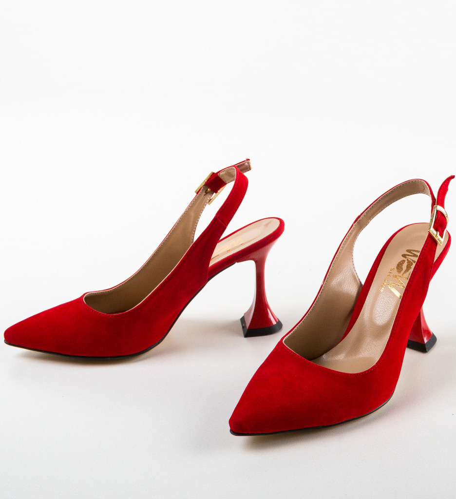 Pantofi Mercan Rosii Eleganți cu Toc - imagine 6