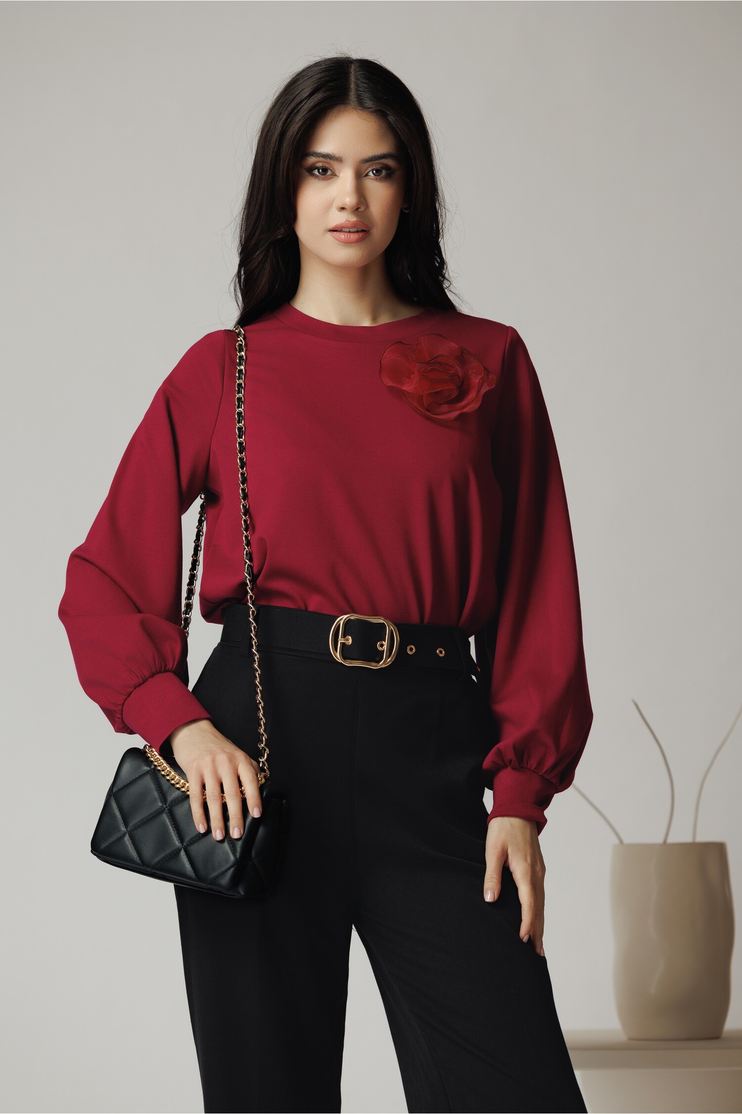 Bluza DY Fashion Eleganta Magenta Organza