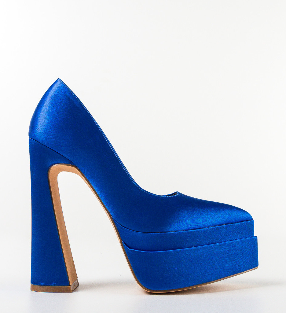 Pantofi Carweb Albastri Eleganți cu Toc - imagine 5