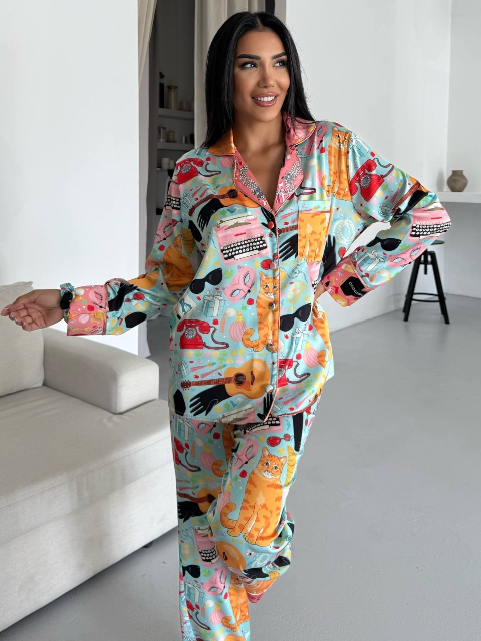Set Pijama Dama 2 Bucati Delis, Multicolor - imagine 4