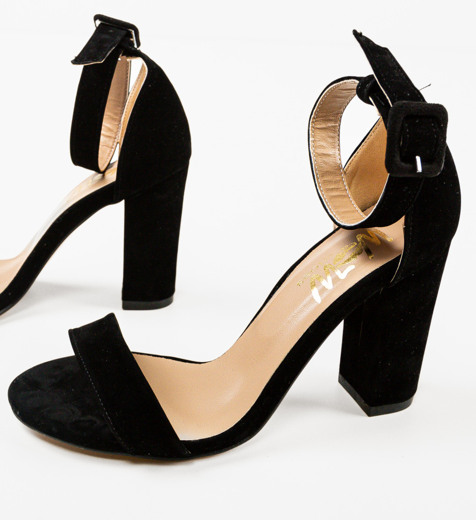 Sandale Hustony Negre cu Toc Elegant - imagine 7