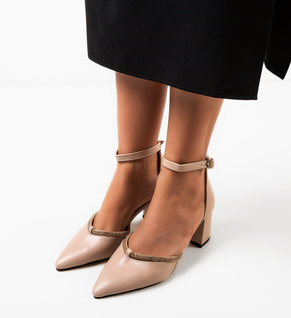 Pantofi Dama Nude cu Toc Elegant