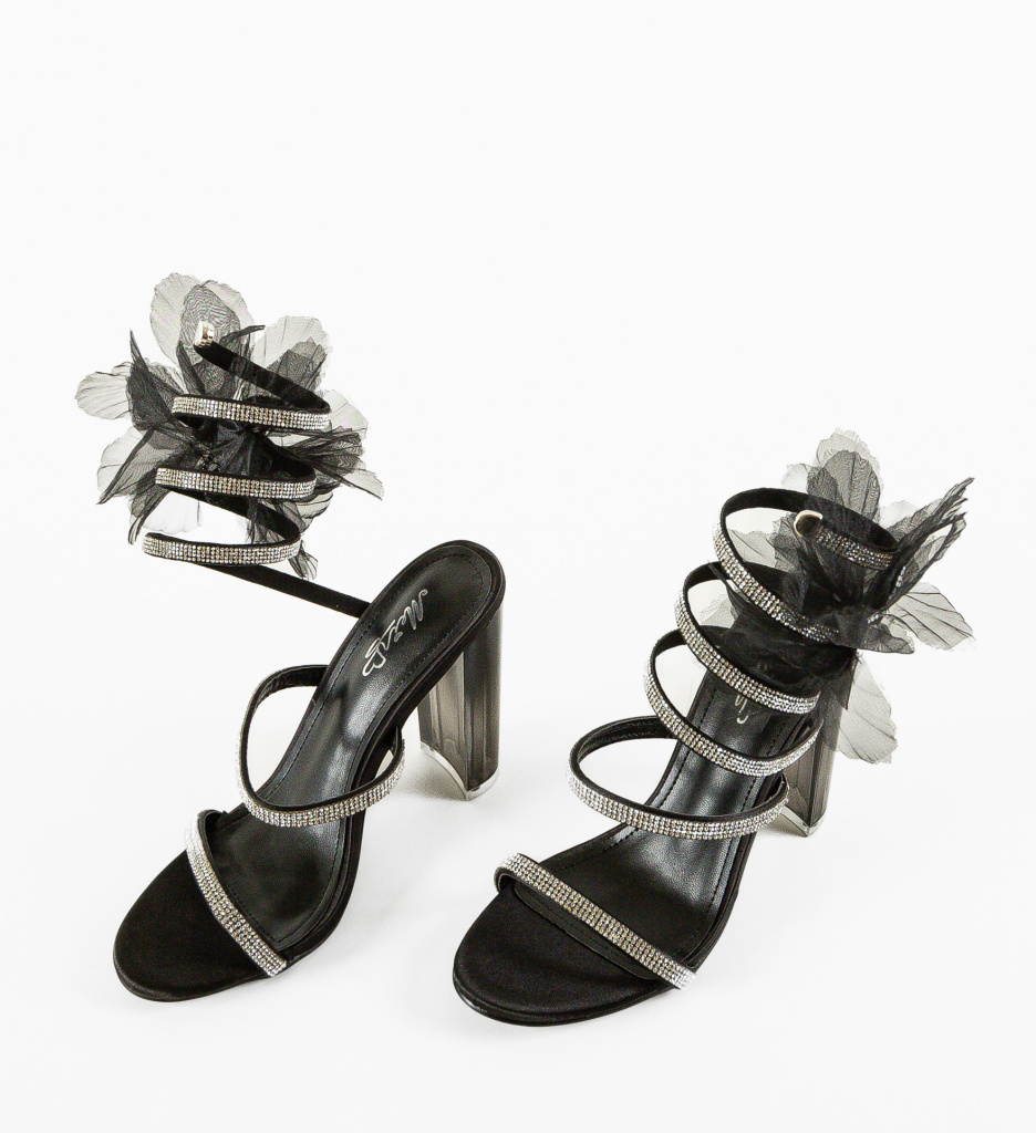 Sandale cu Toc Zambel Negre - Design Elegant - imagine 7