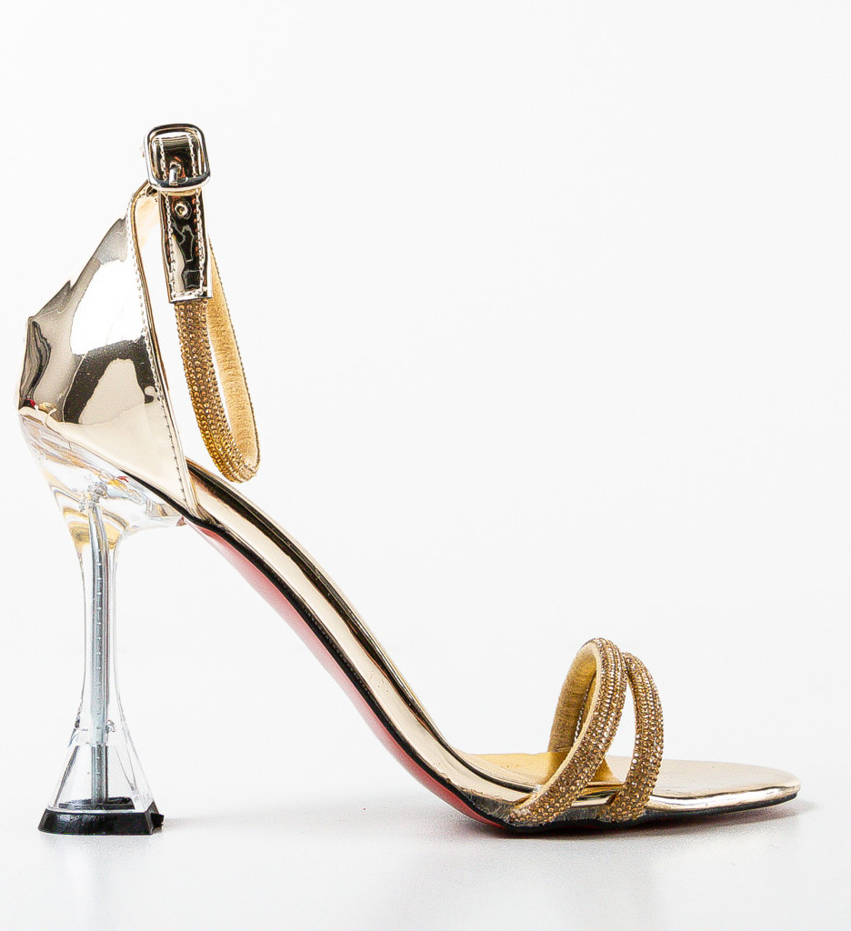 Sandale Dama Creta Aurii cu Toc Elegante - imagine 5