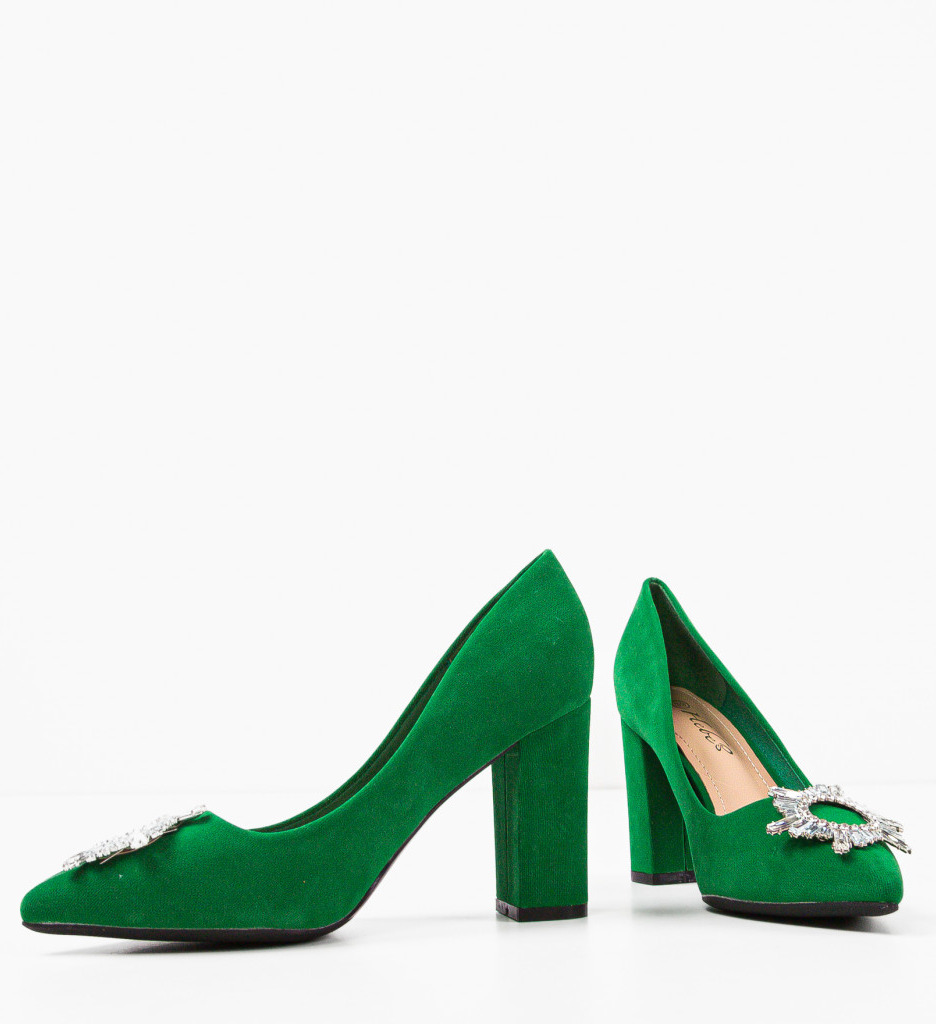 Pantofi Hebebe Verzi cu Toc Eleganți - imagine 5