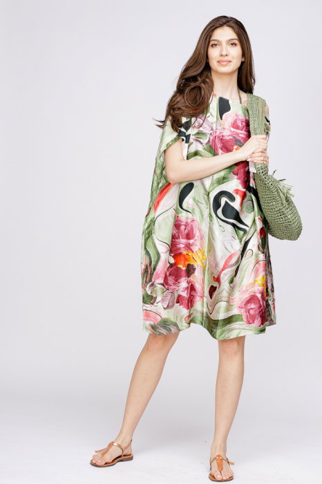 Poncho plaja matase Shopika | Verde fucsia