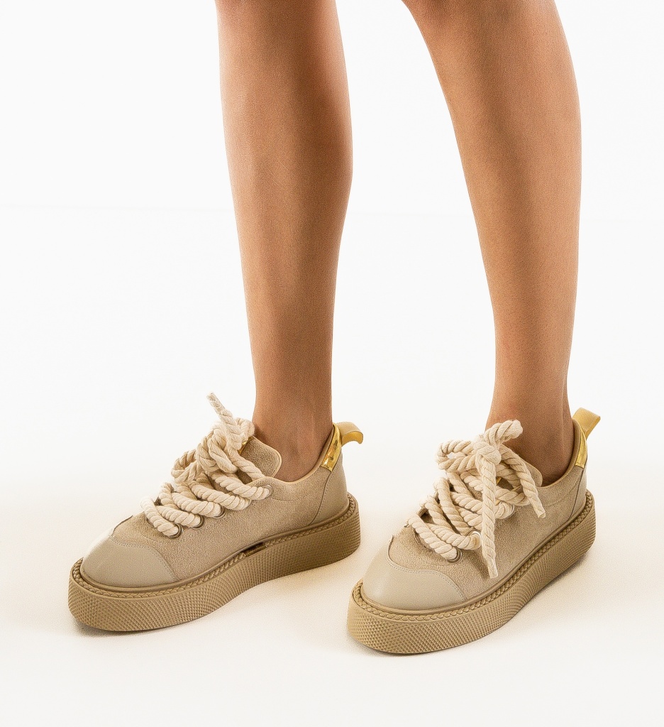 Pantofi Casual Lamesytt Bej | Confort & Stil - imagine 3