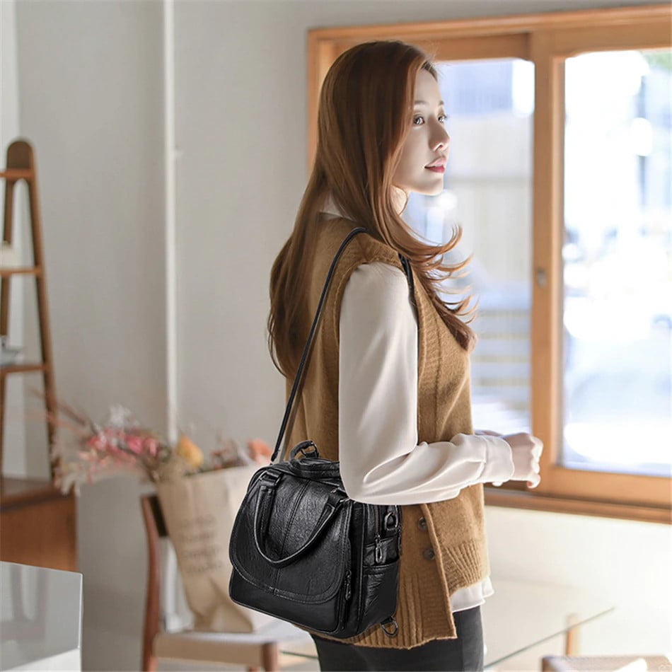 Rucsac Dama Pfy Bernedita Negru, 2-in-1 - imagine 2